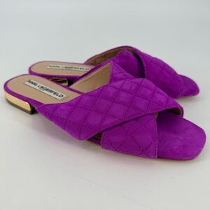 Karl Lagerfeld Purple Quilted Slip On Sandals Size 8